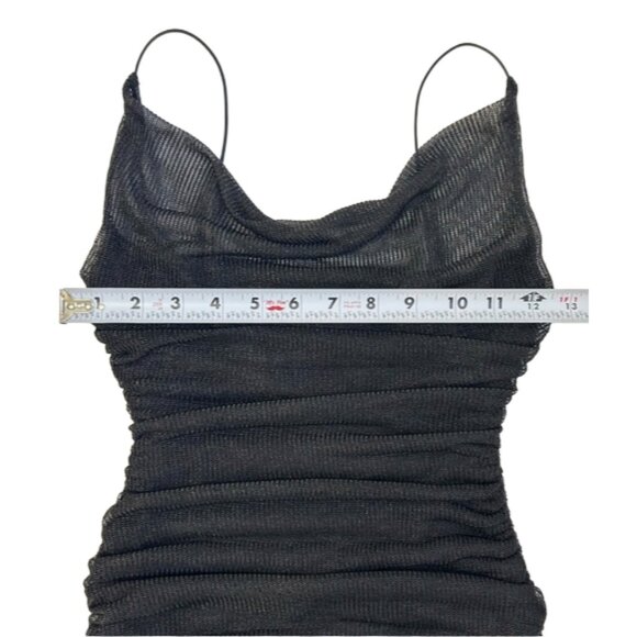 Hello Molly Party Fever Black Ruched Mini Dress S Shimmer Night Out - Picture 9 of 10